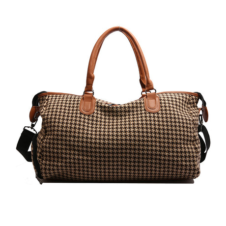 Brown Large Capacity Knitted Travel Bag with Shoe-Zone - Weekend Overnight & Carry-on Gym Bag