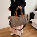 Brown Large Capacity Knitted Travel Bag with Shoe-Zone - Weekend Overnight & Carry-on Gym Bag
