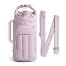 Purple Nylon Quilted Insulated Water Bottle Bag for 18-64oz Flask - Lightweight Sports & Travel Puffer Shockproof Protective Pouch