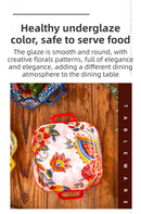 9-Inch Underglaze Ceramic Square Serving Plate with Dual Handles (Mirror Sunlight Style) - Microwave and Oven Safe Pasta & Fruit Tray