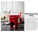 White European Style Ceramic Chocolate & Cheese Melter Set - 200ml Mini Melting Mug & Fork