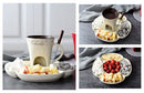 White European Style Ceramic Chocolate & Cheese Melter Set - 200ml Mini Melting Mug & Fork