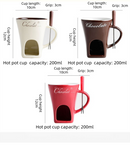Coffee European Style Ceramic Chocolate & Cheese Melter Set - 200ml Mini Melting Mug & Fork