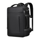 Black Expandable Travel Laptop Backpack with USB Charging Port - Waterproof Nylon Business Bag with 11cm Depth Extension (45x32cm)