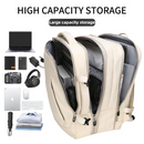 Black Expandable Travel Laptop Backpack with USB Charging Port - Waterproof Nylon Business Bag with 11cm Depth Extension (45x32cm)