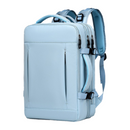 Blue Expandable Travel Laptop Backpack with USB Charging Port - Waterproof Nylon Business Bag with 11cm Depth Extension (45x32cm)