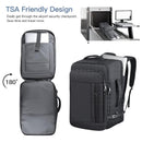 Black Expandable 17-Inch Laptop Travel Backpack with USB Port - Durable TSA Friendly Carry-on Luggage Bag