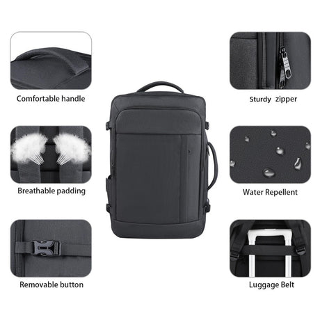 Black Expandable 17-Inch Laptop Travel Backpack with USB Port - Durable TSA Friendly Carry-on Luggage Bag