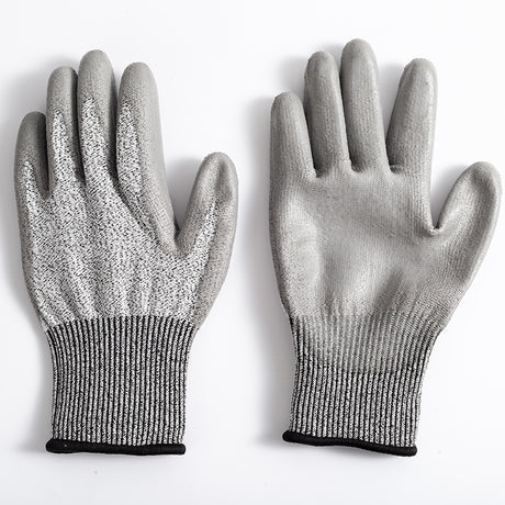 2-Pair Grey Level 5 Cut Resistant Work Glove - Anti-Abrasion & Anti-Puncture Protective Gloves (S Size)