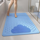 2-Pack Blue Eco-Friendly Bath Mat with Massage Points - Anti-Slip Suction Cup Safety Bathroom Rug (L Size 86.5X53x2 CM)
