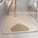 2-Pack Khaki Eco-Friendly Bath Mat with Massage Points - Anti-Slip Suction Cup Safety Bathroom Rug (L Size 86.5X53x2 CM)