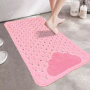 Pink Eco-Friendly Bath Mat with Massage Points - Anti-Slip Suction Cup Safety Bathroom Rug (L Size 86.5X53x2 CM)