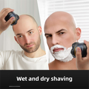 Blue Men's 6D Magnetic Rotary Head Shaver for Wet/Dry Use - Professional Electric Bald Head Shaver & Beard Trimmer (Model 372)