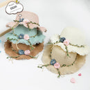 Khaki Girls Summer Princess Straw Straw Hat and Matching Purse Set - Breathable Floral Wide Brim Sun Protection Sun Hat