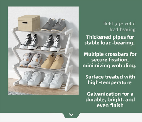 Grey Stable Z-Shaped 4-Tier Shoe Rack(51x45CM) - Waterproof Cloth & Sturdy Steel Pipe, Easy Assembly & Space Saving for Dormitory & Small Apartments