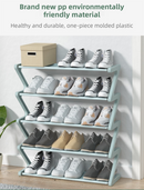Grey Stable Z-Shaped 4-Tier Shoe Rack(51x45CM) - Waterproof Cloth & Sturdy Steel Pipe, Easy Assembly & Space Saving for Dormitory & Small Apartments
