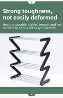 Grey Stable Z-Shaped 4-Tier Shoe Rack(51x45CM) - Waterproof Cloth & Sturdy Steel Pipe, Easy Assembly & Space Saving for Dormitory & Small Apartments