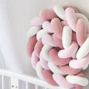 White & Pink 2M Nordic 3-Strand Hand-Braided Knot Long Pillow - Soft Plush Sofa Cushion, Room Decor for Bedroom & Living Room