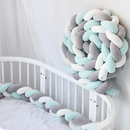 White & Grey & Green 2M Nordic 3-Strand Hand-Braided Knot Long Pillow - Soft Plush Sofa Cushion, Room Decor for Bedroom & Living Room