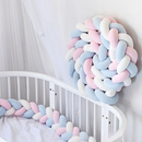 White & Blue & Pink 2M Nordic 3-Strand Hand-Braided Knot Long Pillow - Soft Plush Sofa Cushion, Room Decor for Bedroom & Living Room