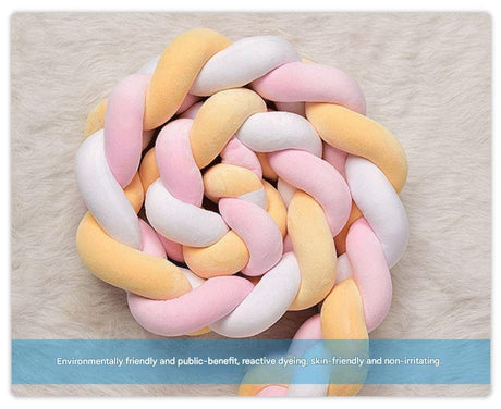 White & Green & Pink 2M Nordic 3-Strand Hand-Braided Knot Long Pillow - Soft Plush Sofa Cushion, Room Decor for Bedroom & Living Room