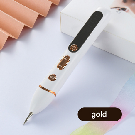 Professional Electric Mole & Dark Spot Remover Pen - Advanced Plasma Ion Technology for Seamless Skin Tag & Freckle Removal (Gold)