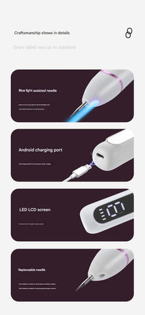 Professional Electric Mole & Dark Spot Remover Pen - Advanced Plasma Ion Technology for Seamless Skin Tag & Freckle Removal (Gold)