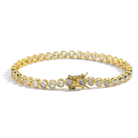 Gold Bling Heart Tennis Bracelet for Women with Micro-Paved Heart Zirconia - Romantic Couple's Jewelry (8