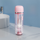 Pink Portable 2-in-1 Travel Toothbrush/Toothpaste Organizer & Mouthwash Cup - Lightweight and Durable Crystal Clear PC Material