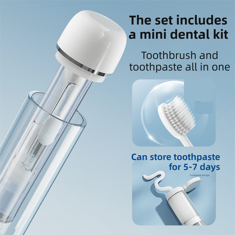 Pink Portable 2-in-1 Travel Toothbrush/Toothpaste Organizer & Mouthwash Cup - Lightweight and Durable Crystal Clear PC Material