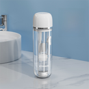 White Portable 2-in-1 Travel Toothbrush/Toothpaste Organizer & Mouthwash Cup - Lightweight and Durable Crystal Clear PC Material