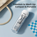 White Portable 2-in-1 Travel Toothbrush/Toothpaste Organizer & Mouthwash Cup - Lightweight and Durable Crystal Clear PC Material