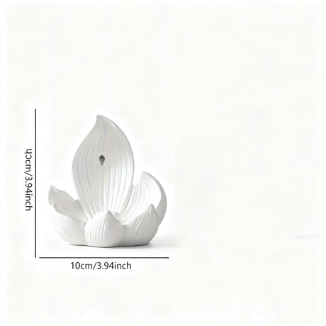 White Zen Lotus Waterfall Backflow Aroma Diffuser - Premium Elegant Resin Craft for Meditation & Yoga, 10cm Compact Design