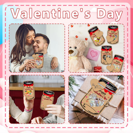 20PCS Valentine's Day Drift Bottle Shaped Gift Card Set - Premium Coated Paper Greeting Card for Family / School Exchanges and Party Favors