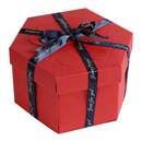 Red Hexagon 4-Layer 12-Pocket Explosion Gift Box(DIY) - Creative Handmade Photo Album & Scrapbook for Anniversaries & Birthdays