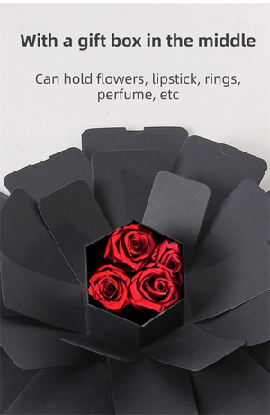 Red Hexagon 4-Layer 12-Pocket Explosion Gift Box(Finished) - Creative Handmade Photo Album & Scrapbook for Anniversaries & Birthdays