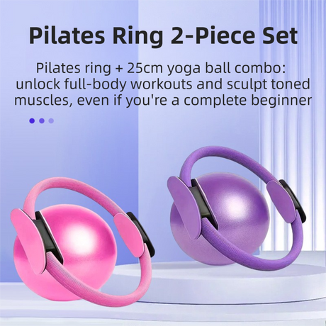 Pink Professional Pilates Ring & Yoga Ball Set - Multipurpose Home Fitness Equipment for Whole-Body Core Training & Pelvic Floor Strengthening
