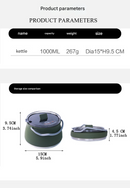 Dark Green 1L Portable Collapsible Camping Kettle - Food-Grade Silicone Body with 304 Stainless Steel Base, Compatible with Induction & Gas Stoves
