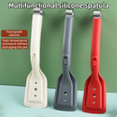 2-in-1 Grey Silicone Spatula Tongs with Locking Clip & Oil Drainage - Non-Stick Heat Resistant Food Flipper & Kitchen Clamp