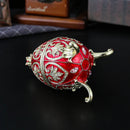Blue Vintage European Rhinestone Inlaid Embossed Enameled Jewelry Box - Hand-Painted Easter Egg Metal Craft