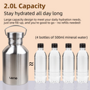 2L Large Capacity Outdoor Sports Adventure Water Bottle - Food-Grade 304 Stainless Steel with Portable Handle & 7cm Wide Mouth