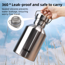 2L Large Capacity Outdoor Sports Adventure Water Bottle - Food-Grade 304 Stainless Steel with Portable Handle & 7cm Wide Mouth