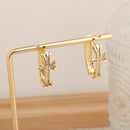 2-Pair Gold Sparkling Iced Out Rhinestone Cross Hoop Earrings - Punk Elegance Ear Buckle for Women
