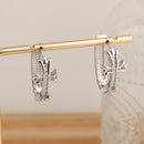 2-Pair Sliver Sparkling Iced Out Rhinestone Cross Hoop Earrings - Punk Elegance Ear Buckle for Women