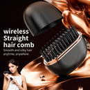 Black Cordless Portable Hair Straightening & Curling Brush - Plant Protein Coating for Hair Protection, 30s Fast Heating & Dual Anti-Scald