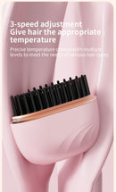 Black Cordless Portable Hair Straightening & Curling Brush - Plant Protein Coating for Hair Protection, 30s Fast Heating & Dual Anti-Scald