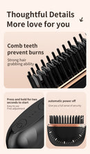 Black Cordless Portable Hair Straightening & Curling Brush - Plant Protein Coating for Hair Protection, 30s Fast Heating & Dual Anti-Scald
