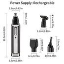 4-in-1 Portable Electric Grooming Kit for Men with Nose / Beard / Body Hair & Hair Clipper Heads - Quiet & USB Rechargeable, Waterproof Stainless Steel Blades