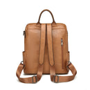Pink Retro Soft PU Leather Backpack for Women - Water-Resistant Large Capacity Travel Rucksack with Dual Detachable Straps