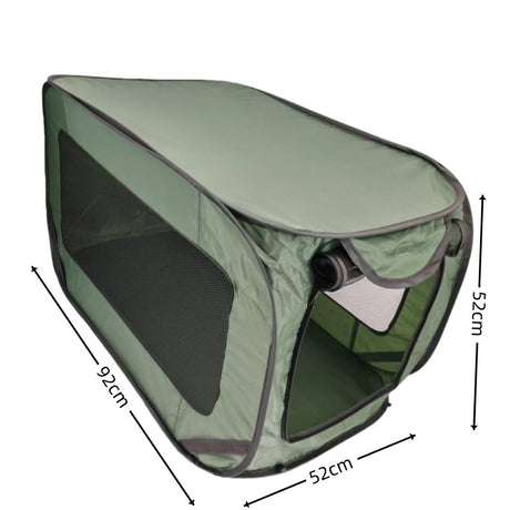 Green Instant Pop-Up Foldable 4-Sided Pet Playpen & Car Crate - Breathable Scratch-Resistant Travel Kennel for Dogs & Cats (Open 92 x 52 x 52 CM , Folded 34 x 34 x 3 CM)